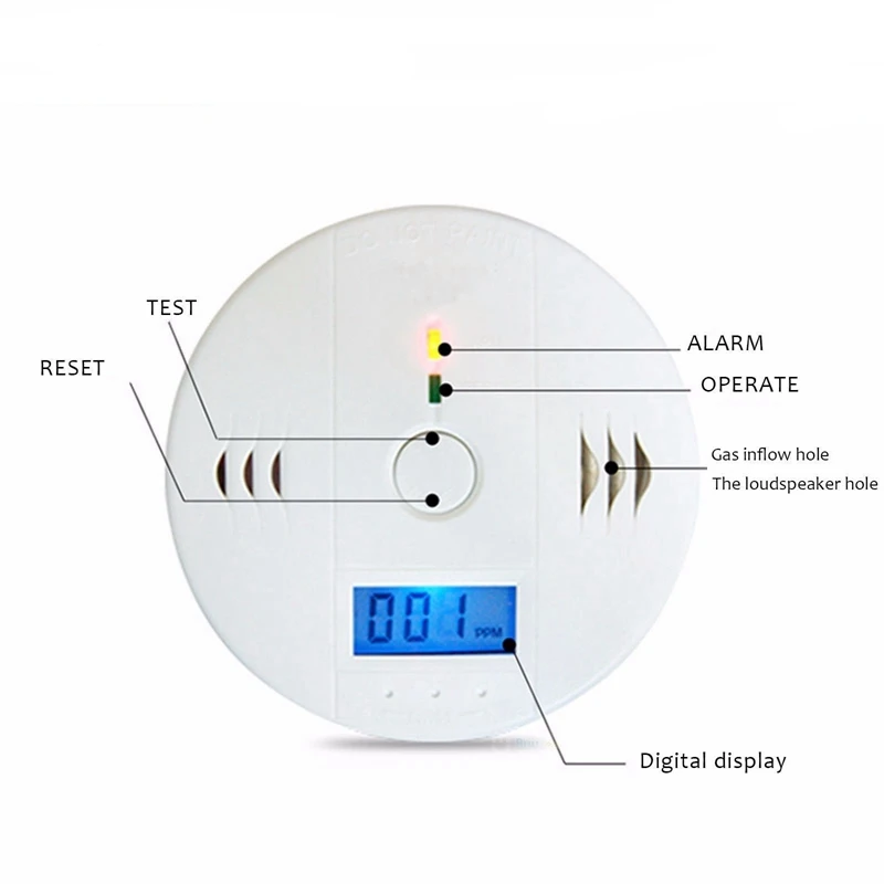 Home Security LCD Carbon Monoxide Detector Independent CO Gas Sensor 85dB Warning-up High Sensitive Poisoning Alarm Detector