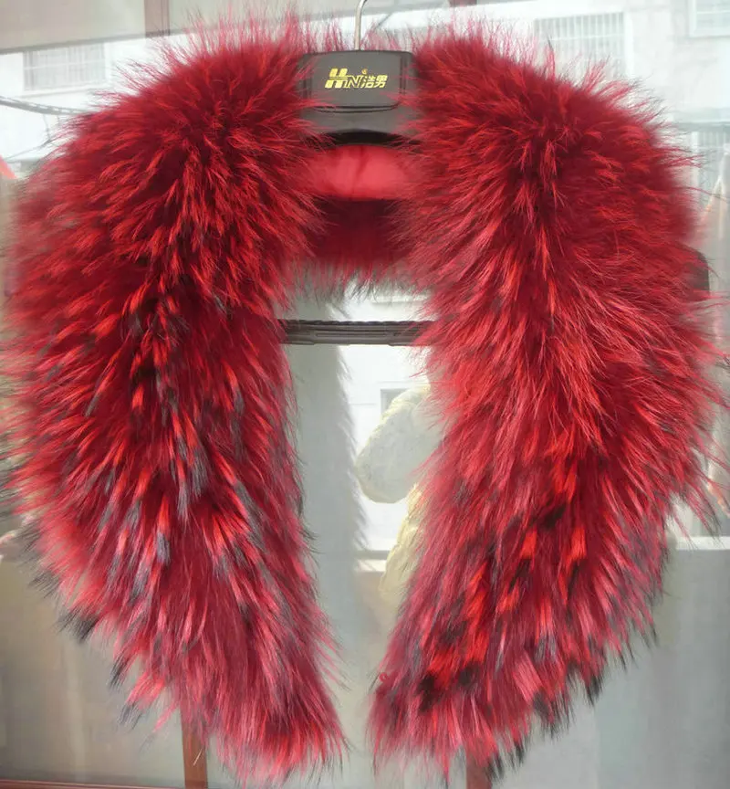 

Winter fashion scarves Collars custom Large fur scarf collars women raccoon fur collars scarves red fur scarf customization