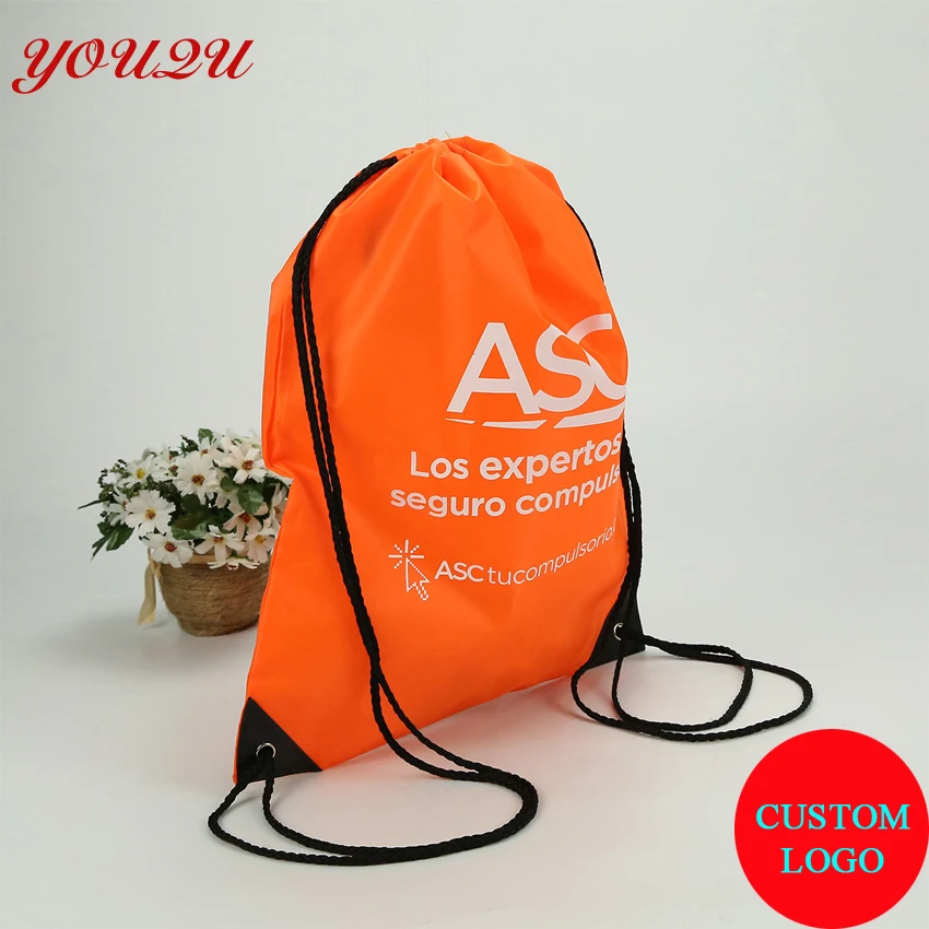 Printing Backbag Custom Logo 210D Polyester Bag Drawstring