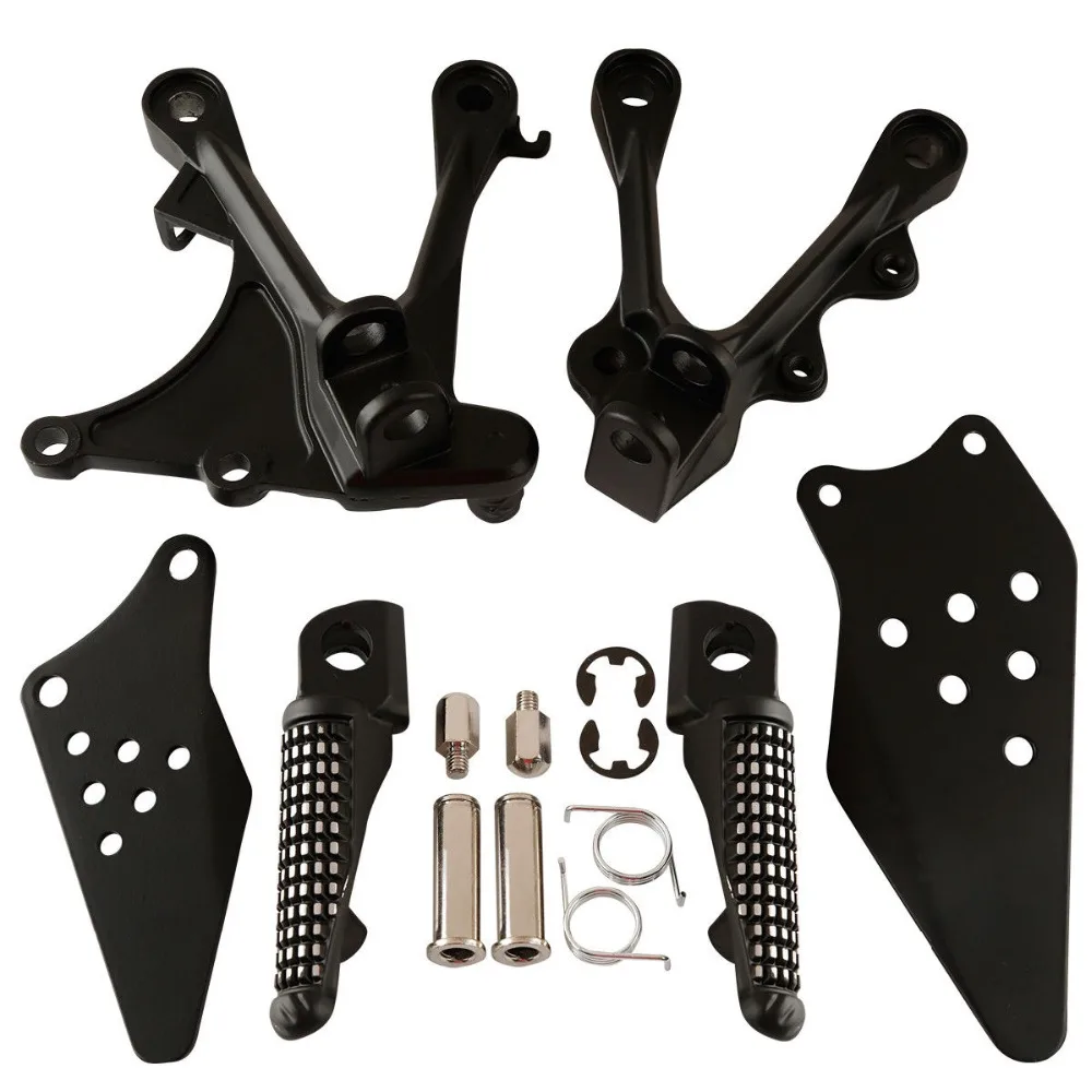 Motorcycle Front Rider Foot Pegs Footrests Bracket Set For KAWASAKI ZX636 2005-2006 ZX6R 2005-2008