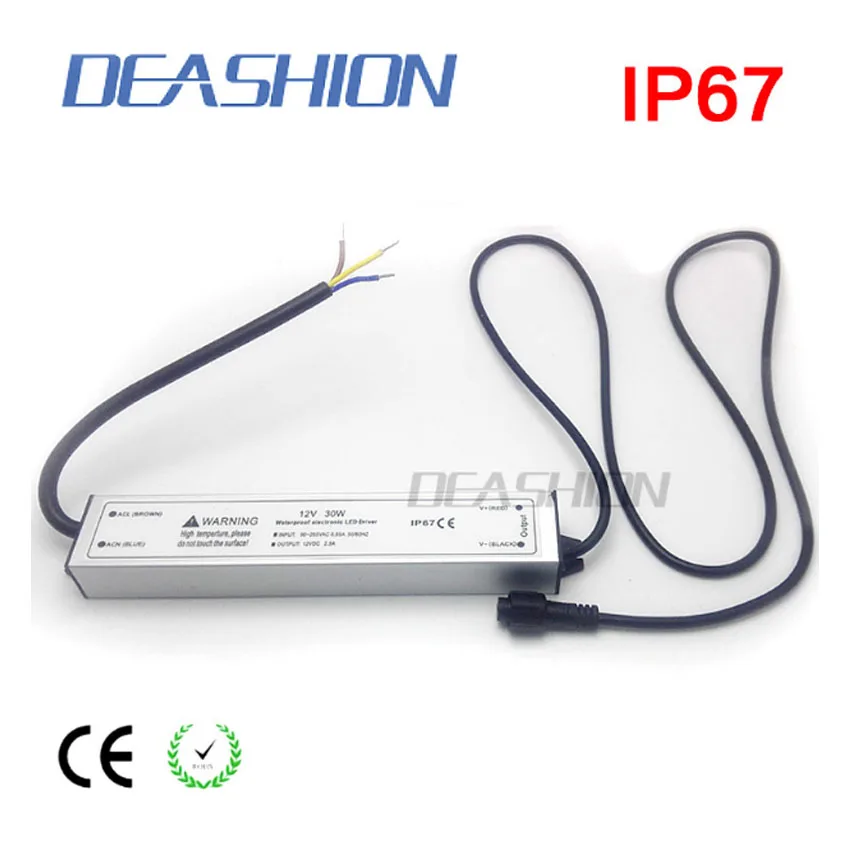 DC12V LED Power Supply Transformator Elektronik 30 W LED Driver IP67 Alimentation Tahan Air Luar Ruangan dengan Konektor