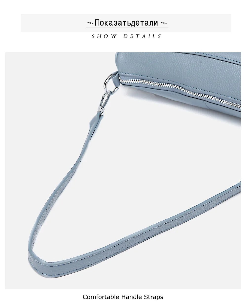 Zency Noble Damen Kleine Umhängetasche 100 % Echtleder Weiß Blau Mode Umhängetasche Geldbörse Beige Hobos Handtasche – Detail 13