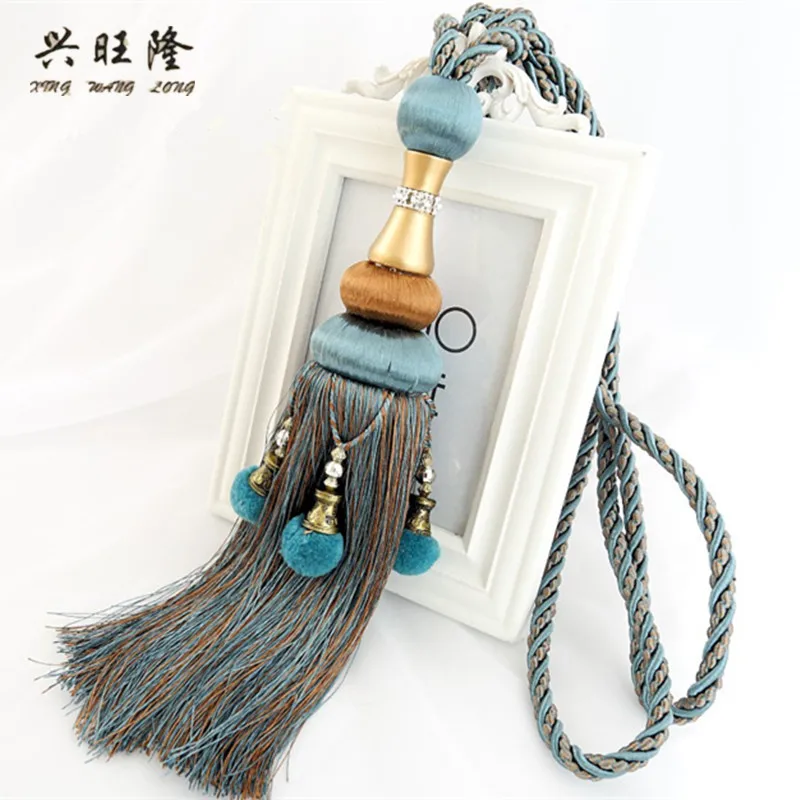 

XWL 2Pcs Pompons Curtain Tieback Clip Hanging Rope Belts Strap Tassel Fringe Curtain Pendant Accessories Lashing Bind Tiebacks