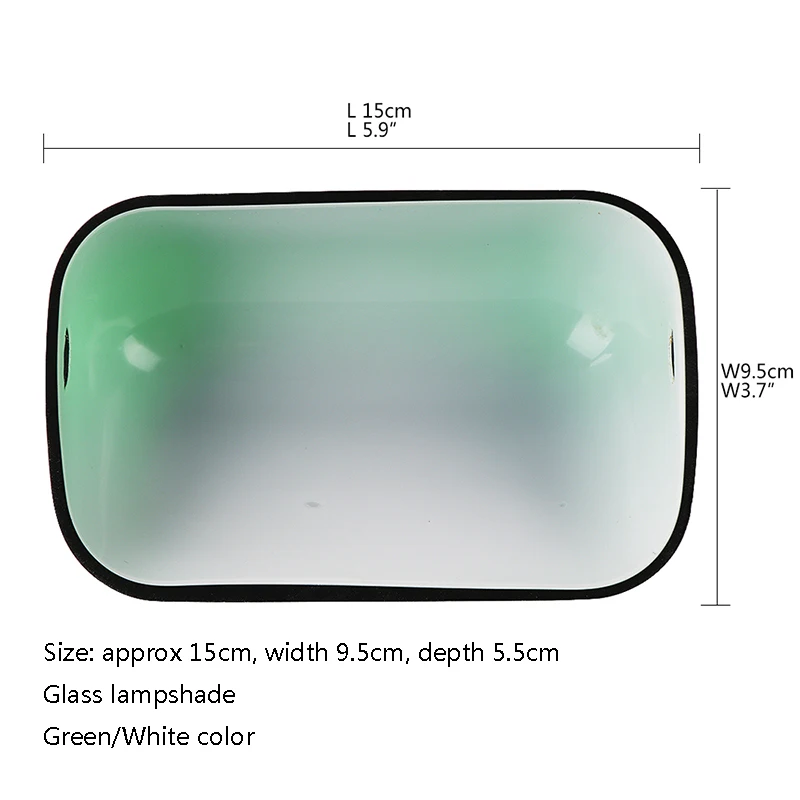 Size L15 cm W9.5 cm Glass bankers lamp cover Bankers Lamp Green/white Glass Shade Cased Replacement lampshade