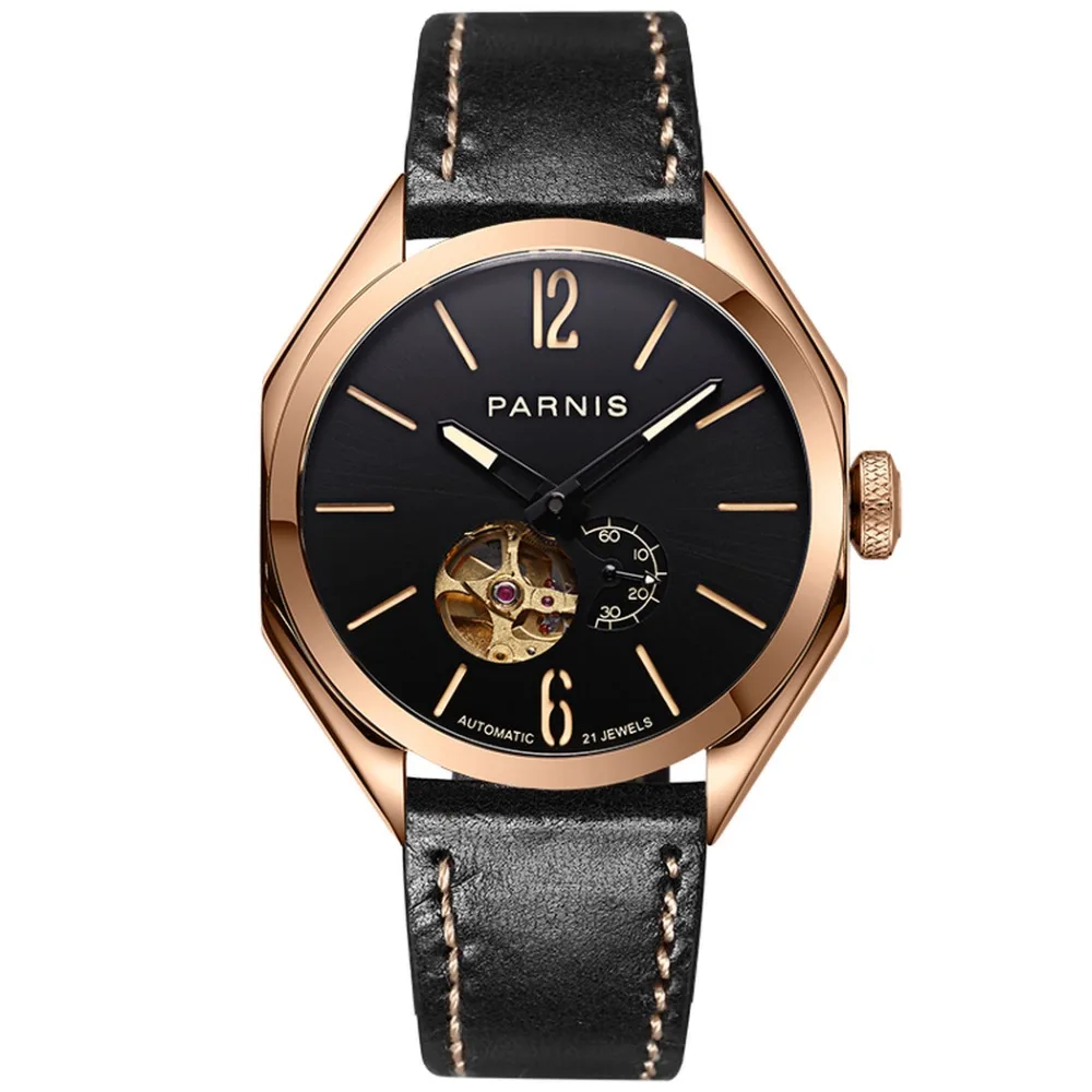 Parnis Commander Seriers Luminous Mens Sapphire Mirror Classic Dress Automatic Self Wind Mechanical Watch Wrist Watches