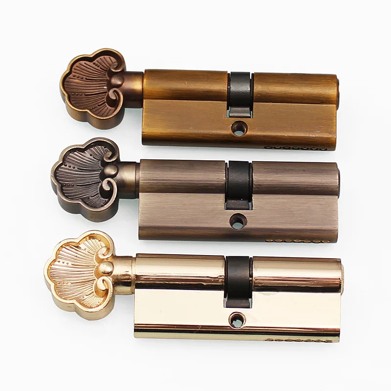 Gold Familiar Strands 70mm Brass Interior Door Lock Cylinder Masses Commercial Core Crossroads Chains Head for Security