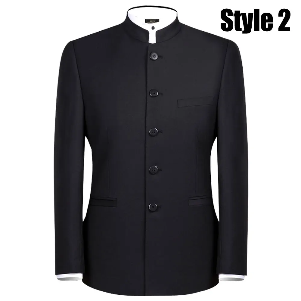 Men\'s Single Breasted Suits Embroider Dragon Suit Sets Fashion Chinese Tunic Suit Men Casual Black Blazers Jacket and Trousers