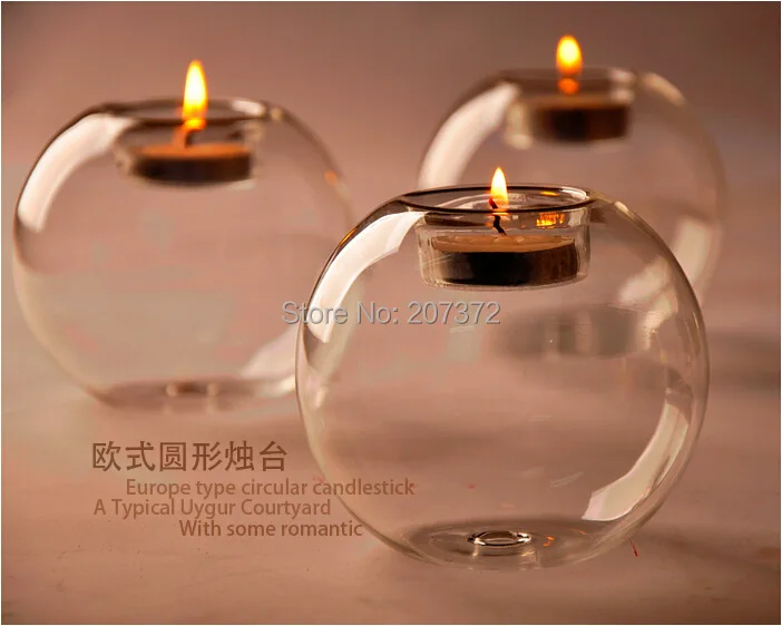 Hot Selling 4PCS/Lot 7.5*7.5CM Glass Ball Blowing Candle Holders Modern Candle Catcher For Party Wedding New Year Decoration