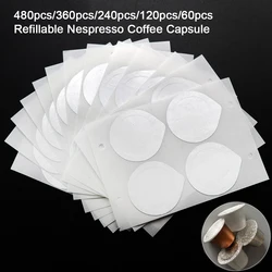 480PC Refillable Nespresso Coffee Capsule Flim Sticker Refilling Stainless Steel Capsule Self Adhesive Aluminum Foil Brewer Lid