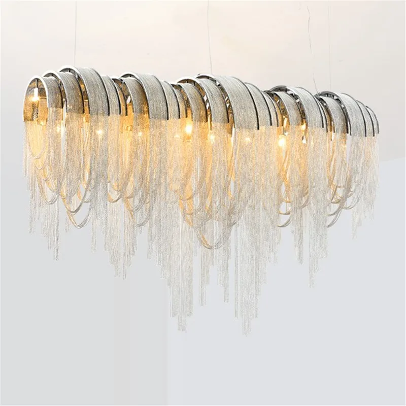 

Luxury Tassel Aluminum Chain Chandelier Lighting Stylish Vintage Hanging Lamp Lustre Dining room Restaurant Bar Lighting Fixture