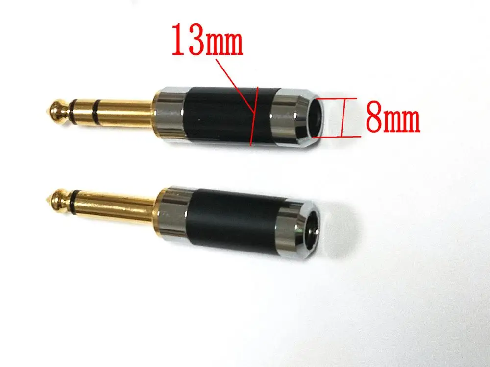 

10pcs BRASS 6.3mm JACK PLUG for soldering Gold plated connector