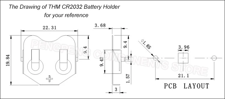 5pcs/lot THM Precision Stamping Good Soldering Quality CR2032 Battery Holder, CR2032 Battery Retainer