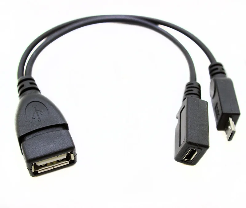 Micro USB Male to USB Female OTG Adapter Cable + Micro USB Power 50pcs/lot