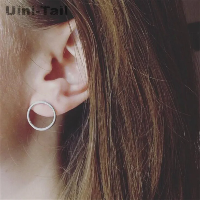 Uini-Tail 925 Tibetan silver round circle earrings fashion temperament minimalist silver jewelry high quality hypoallergenic