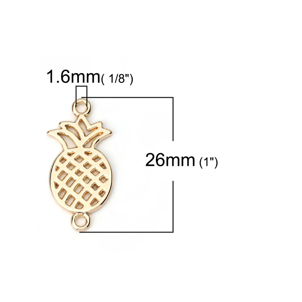 DoreenBeads Zinc Based Alloy Connectors Pineapple/ Ananas Fruit Gold Silver Jewelry Accessories 26mm(1