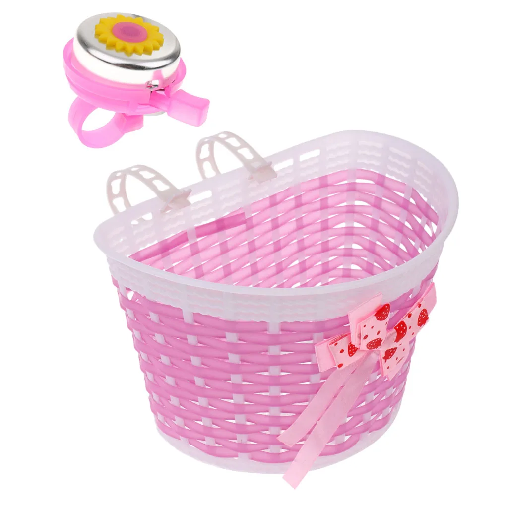 Cycling Bike Front Basket Bicycle Cycle Shopping Stabilizers + Bell for Child Kids Girls