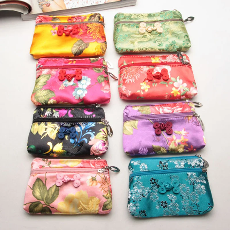 New Fashion Women Wallets Retro Imitation Silk Purse makeup Coin Purse Clutch Handbag Bag13*9cm F20173933