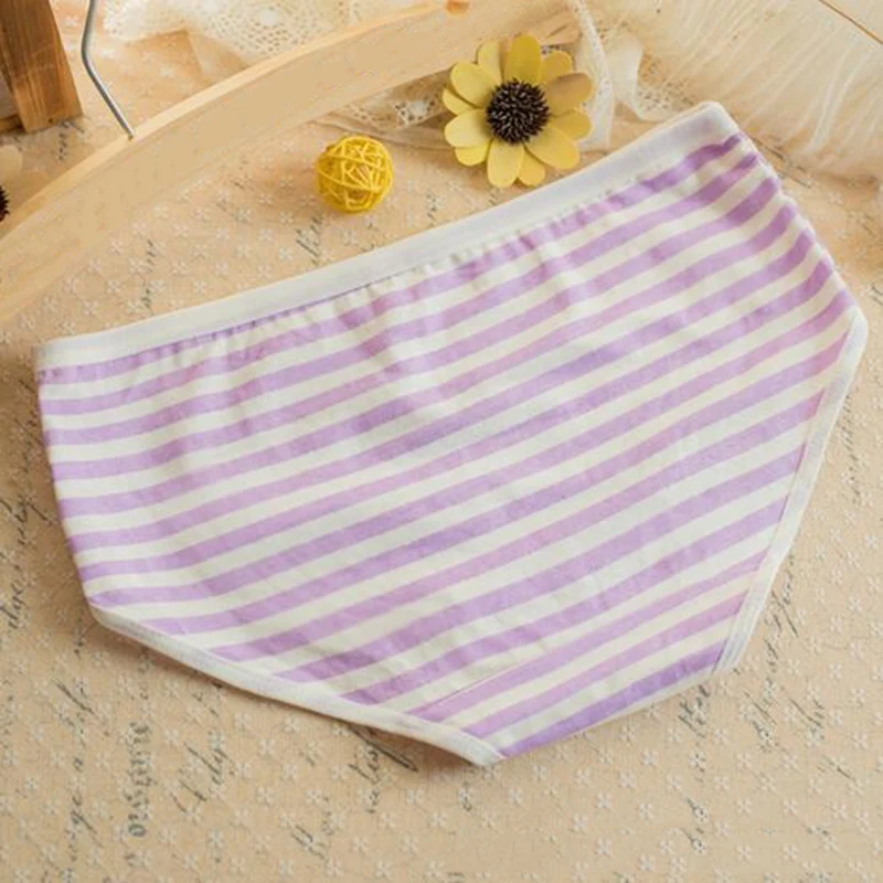 Fashion Soft Cotton Stripes Panties Bowknot Cute Underwear Women Panties Briefs Good Quality Soft Comfy Underwear Candy Color