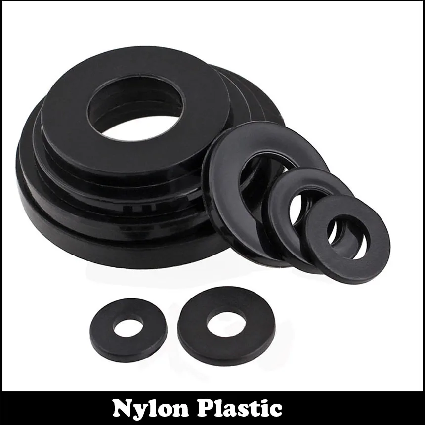 

120pcs M3 M3*7*1 M3X7X1 Black Nylon Plastic Plain Gasket Insulating Flat Washer