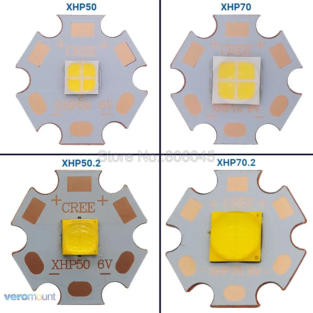 Original XHP50 XHP50.2 XHP70 XHP70.2 High Power LED Emitter Cool White Neutral White Warm White 6V 12V with 16mm 20mm Copper PCB