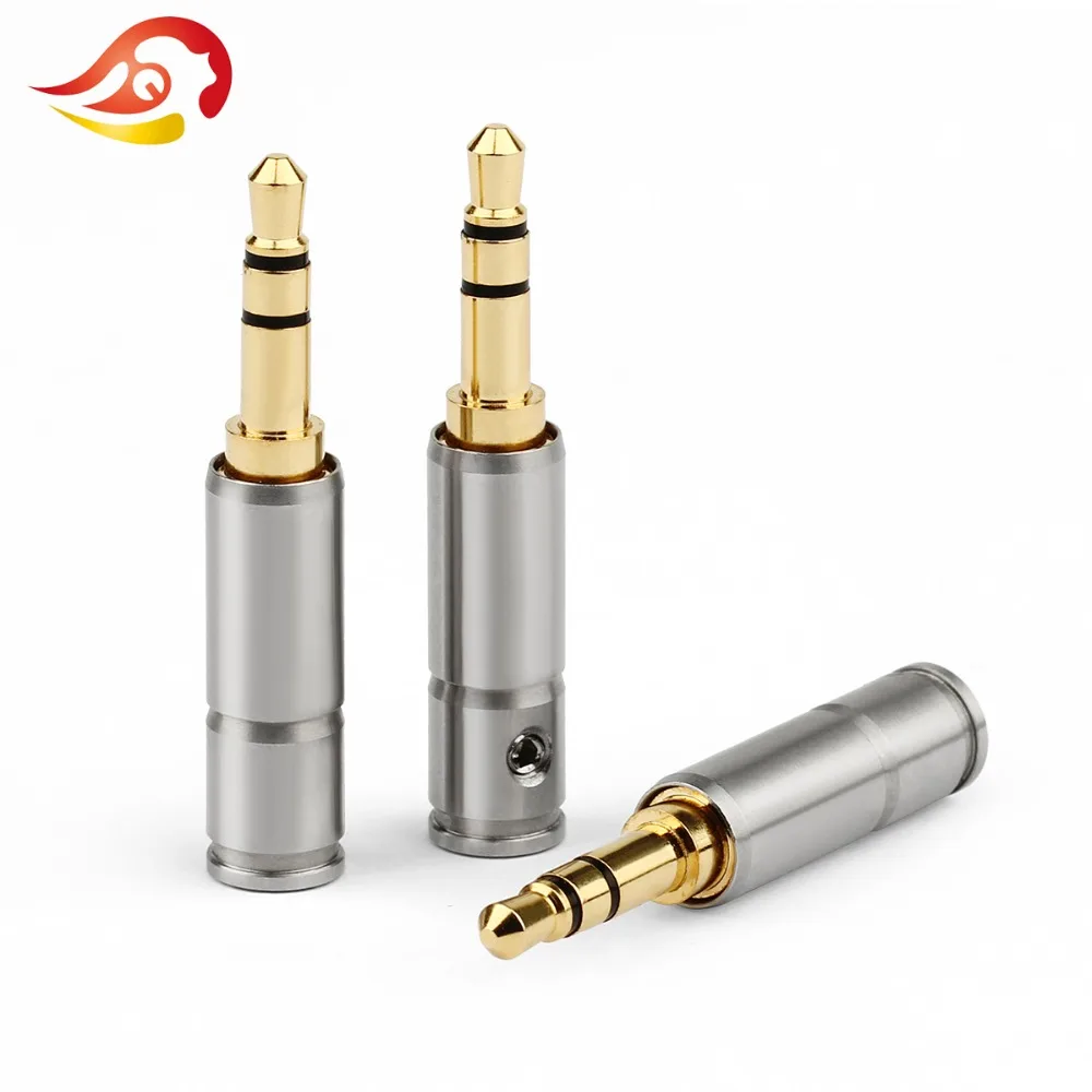 QYFANG 3.5mm Earphone Plug Audio Jack 3 Poles Stereo Adapter Headphone Gold Plated Stainless Steel Shell Solder Wire Connector