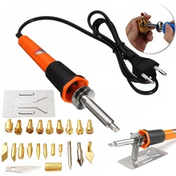 24pcs  Pyrogarphy Tool Set Wood Burning Iron Pen + Assorted Woodburning Tips