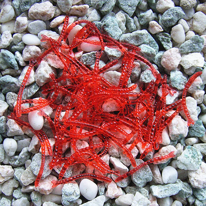 50PCS/Lot Smell red worm lures Red Earthworm Maggot Soft Plastic Fishing Lure Artficial Bait Bionic Worm Fishy smell for Fishing