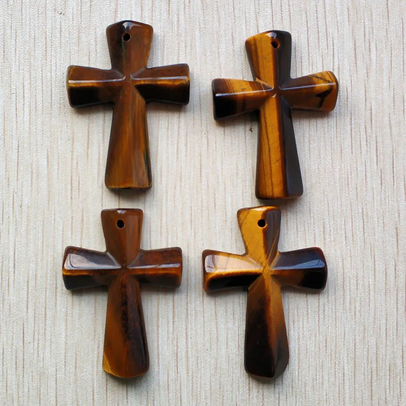 New fashion best selling natural tiger eye stone cross pendants Charm for diy Necklaces jewelry making 8pcs/lot wholesale