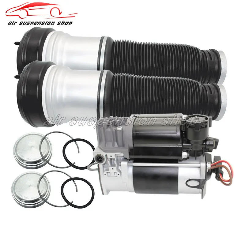 For Mercedes-Benz W220 S-Class Pair Air Suspension Shock Front Air Spring Bag W/ Air Compressor Pump 220 320 01 04 2203202438