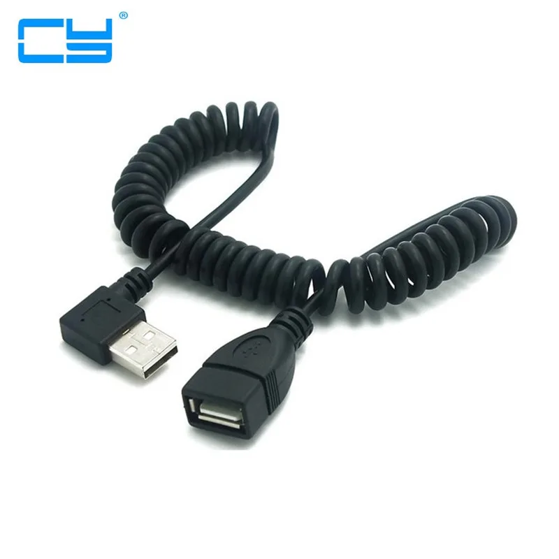 

100cm 90 Degree Right Angled USB 2.0 A Male Connector to Female Extension Stretch Cable