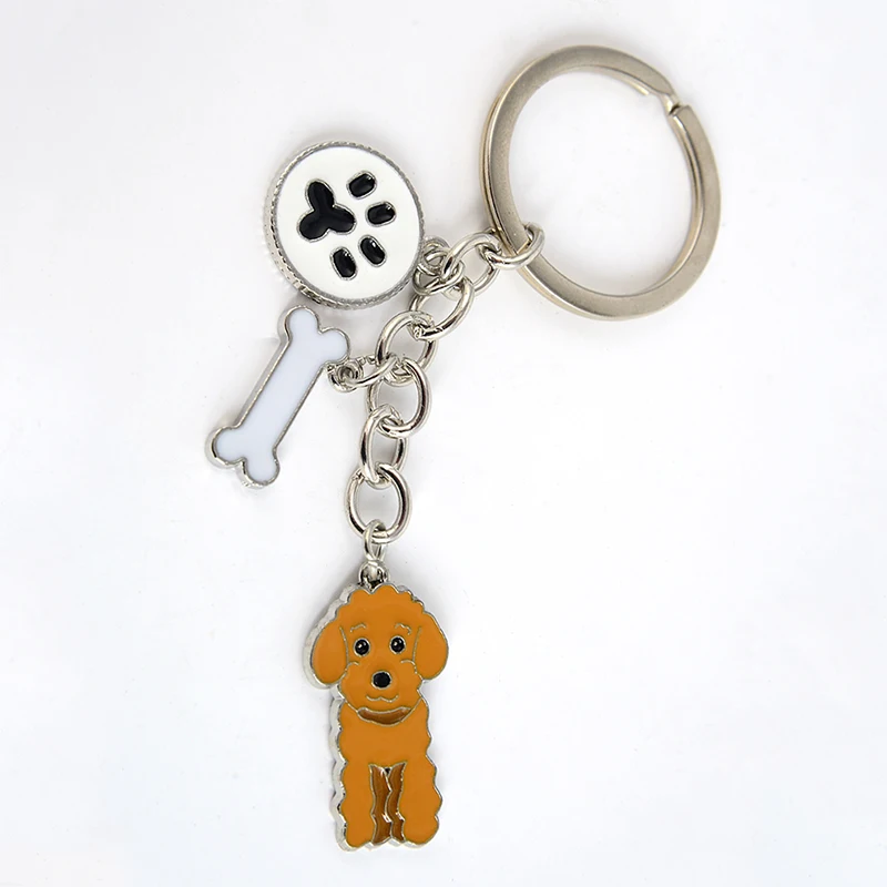 Poodle Teddy Dog Pendant Key Chains For Women Men Girls Metal Car Key Ring Keychain Bag Charm DIY Accessories Couple Lover gift