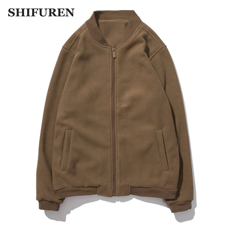 SHIFUREN Winter Warm Fleece Jacket Men Long Sleeve Polar Fleece Coat Outerwear Causal Jaqueta Masculino Full Zip Size S-XXL