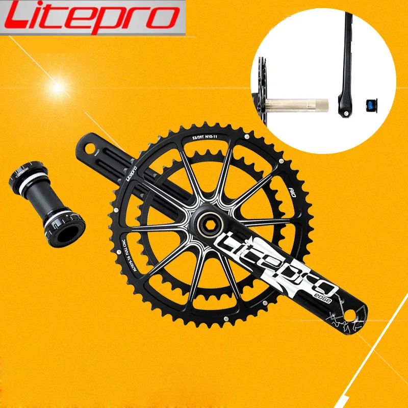 

Litepro BORD AIO Hollow Double Chainring Road Crankset Crank 53-39t 50-34t 52-36t 170mm 172.5mm Road Folding car Bicycle parts