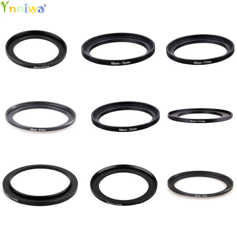 10pcs 46-49mm 49-52mm 52-55mm 55-58mm 58-62mm 62-67mm 67-72mm 72-77mm 77-82mm Metal Step Up Rings Lens Adapter Filter Set