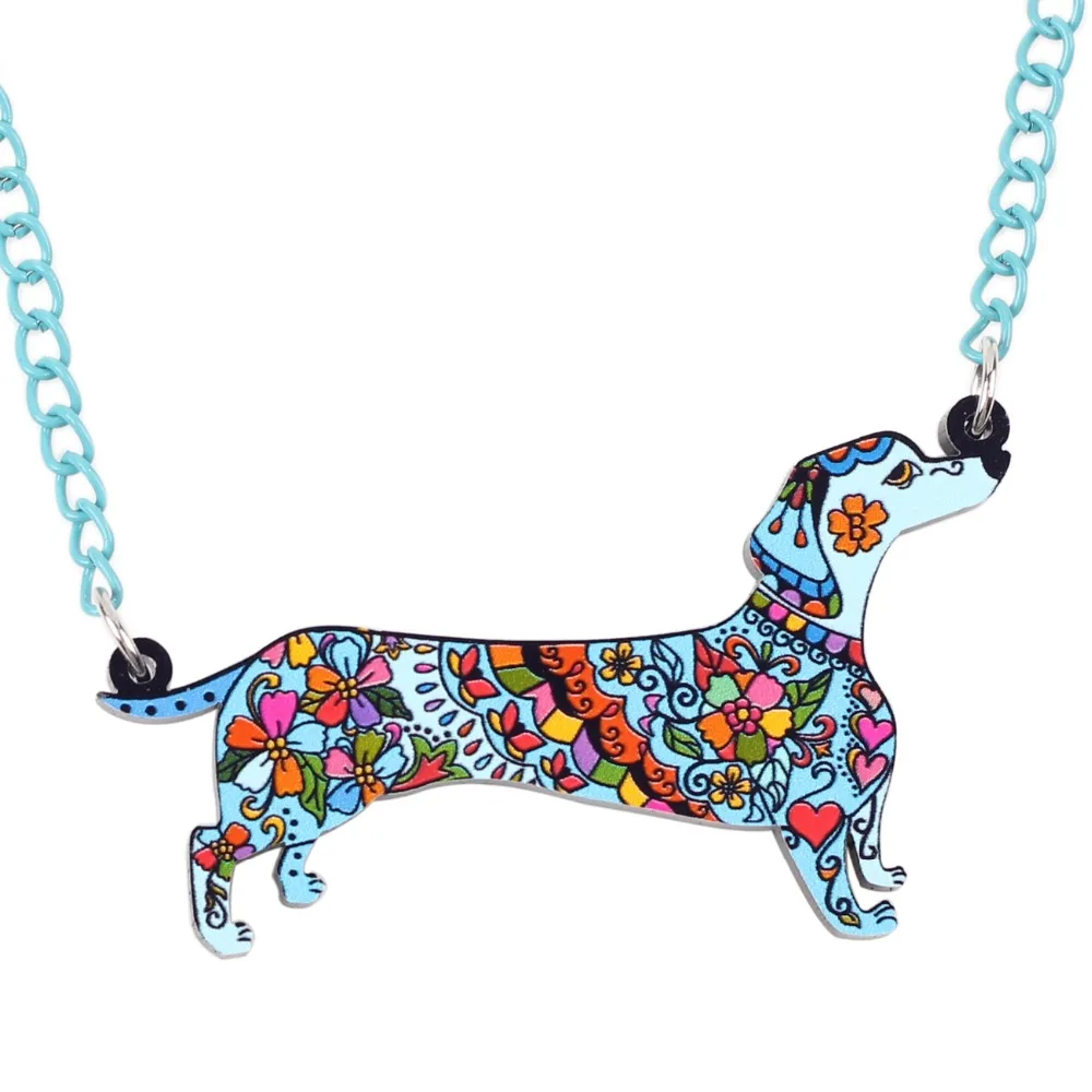 Bonsny Doxie Dachshund Dog Necklace Acrylic Pendant Cute Animal Fashion Jewelry Women 2016 New Girls Collar Choker Design