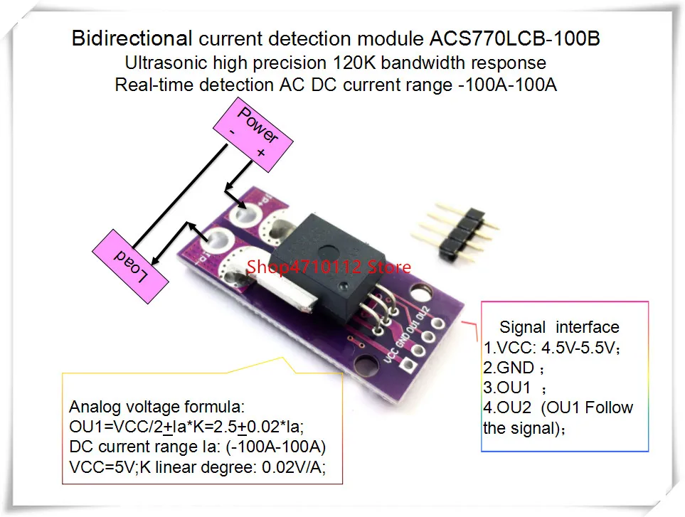 

NEW 1PCS/LOT ACS770LCB-100B ACS770 ACS770LCB-100 ACS770LCB 100B 120 kHz bandwidth AC, DC: -100-100A 0.02V/1A