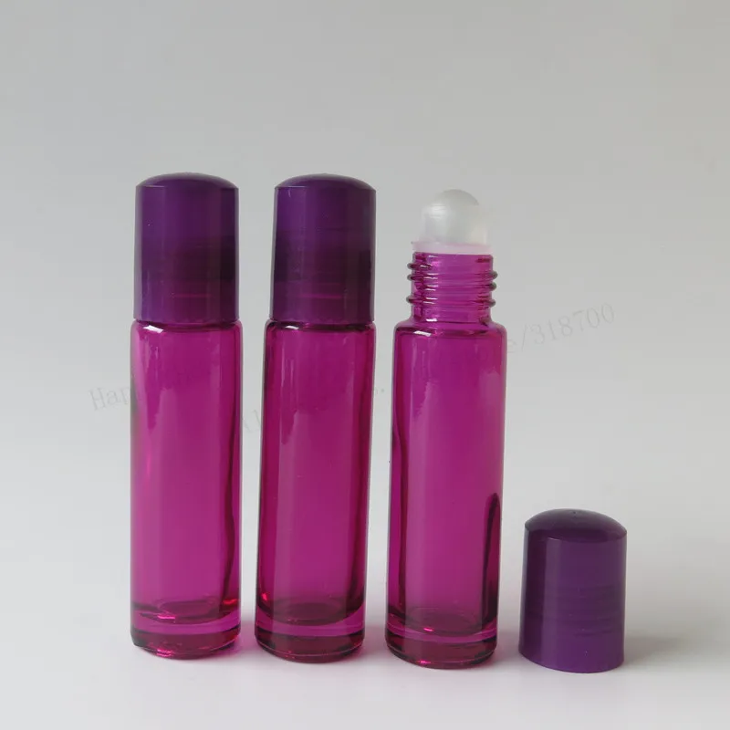 Rolo portátil vazio do vidro de rosa de 30x10ml na garrafa 1/3oz do rolo do perfume-na garrafa com uso plástico do óleo essencial das tampas