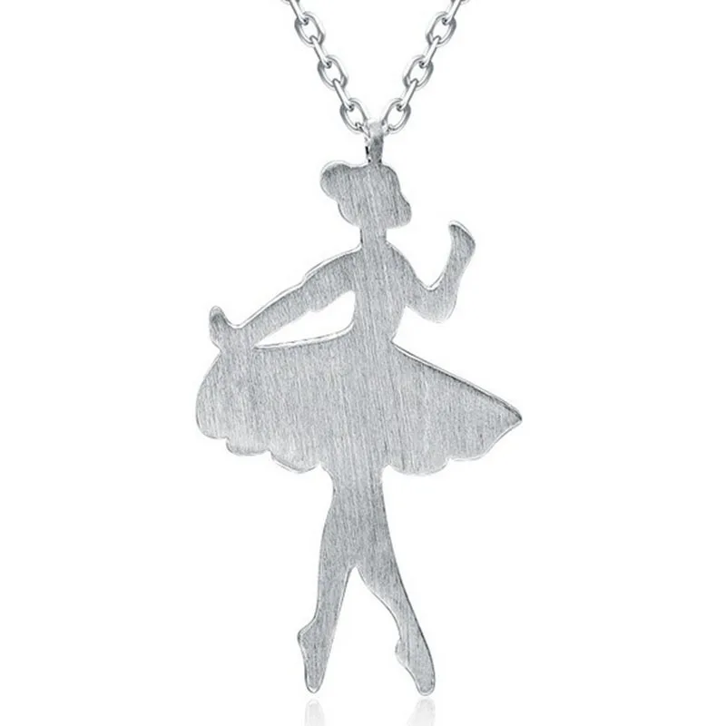 Lady Female Best Gift 925 Sterling Silver Ballerina Figure Shape Pendant Necklace Collar Charming Jewelry Fast Shipping