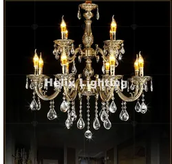 Free Shipping  Antique Brass Color Crystal Chandelier Lingting Decora Luxurious E14 AC Crystal Lamp Lustre Suspension Lighting
