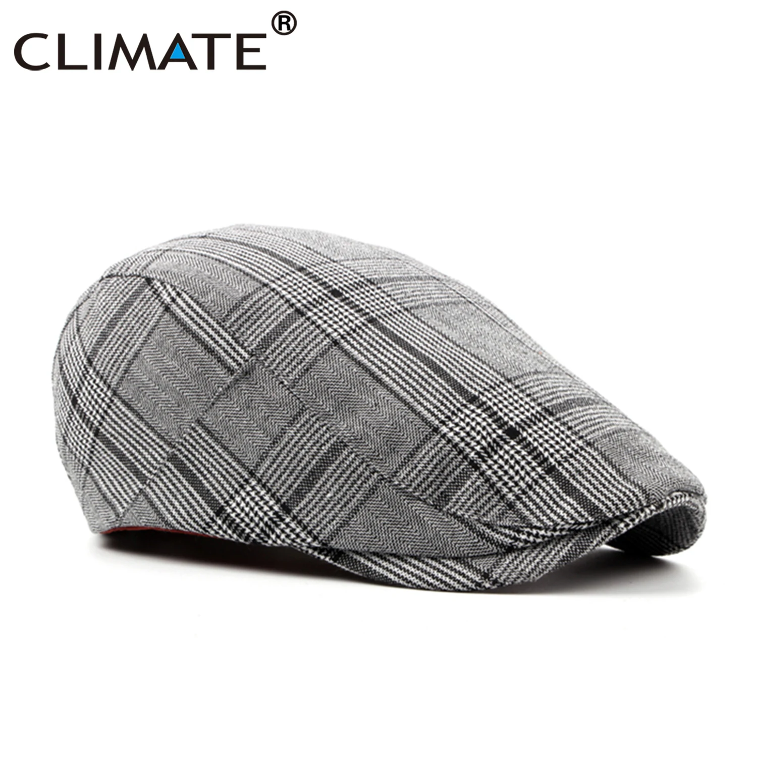 CLIMATE Men Plaid Beret Flat Cap Men Vintage Hat Berets for Men Plaid Casual British Gentleman Beret Retro Flat Caps Beret Hat