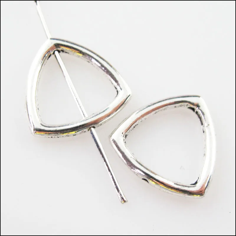 30Pcs Tibetan Silver Triangle Circle Spacer Frame Beads Charms 15mm