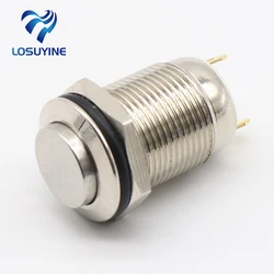 1pcs 12mm Waterproof Momentary High Round Stainless Steel Metal Push Button Switch Car Start Horn Speaker Bell Automatic Reset