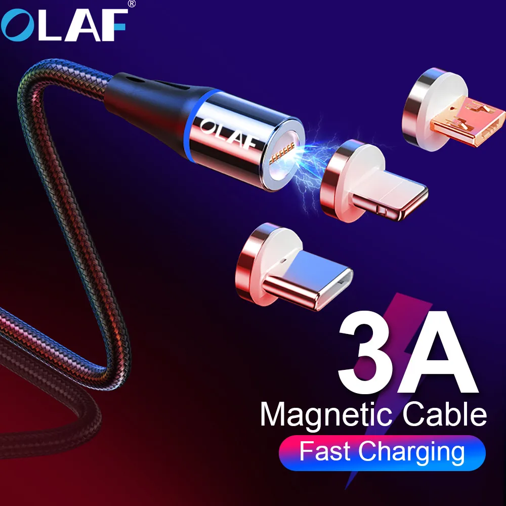 OLAF Magnetic Fast charge Quick charging 3.0 Micro USB Type C Cable For Samsung S8 S9 Plus  QC 3.0 cable for Iphone X XR XS Max