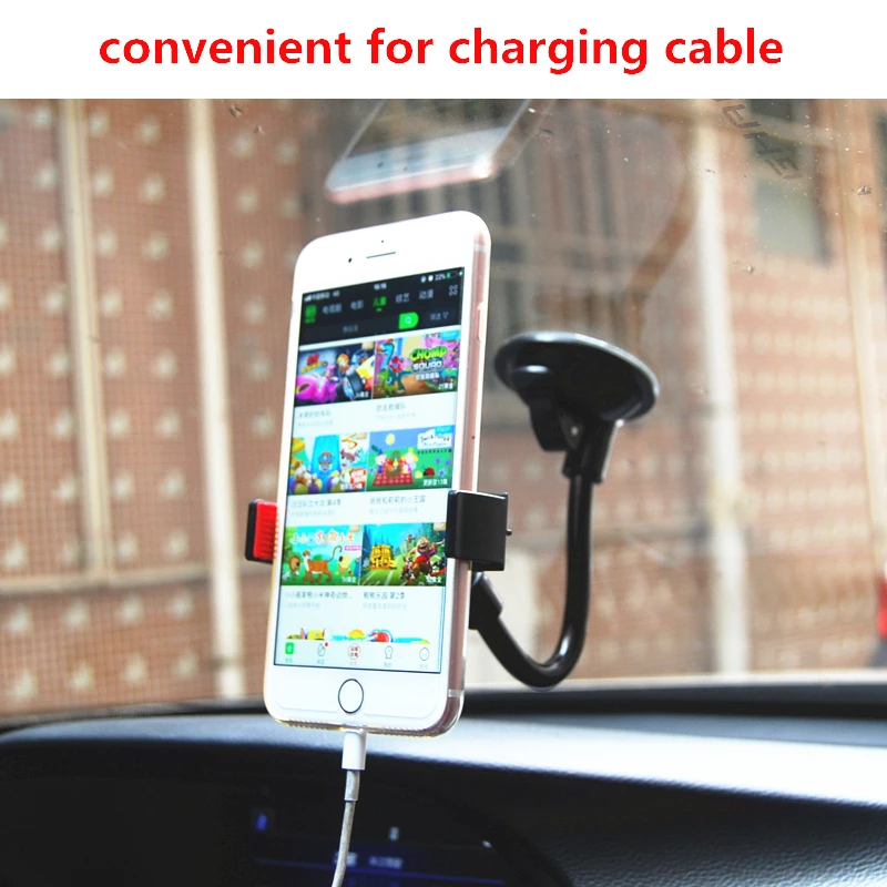 Beautymax-suporte para celular automotivo, para-brisas, base longa flexível, 360 graus, ajustável, iphone