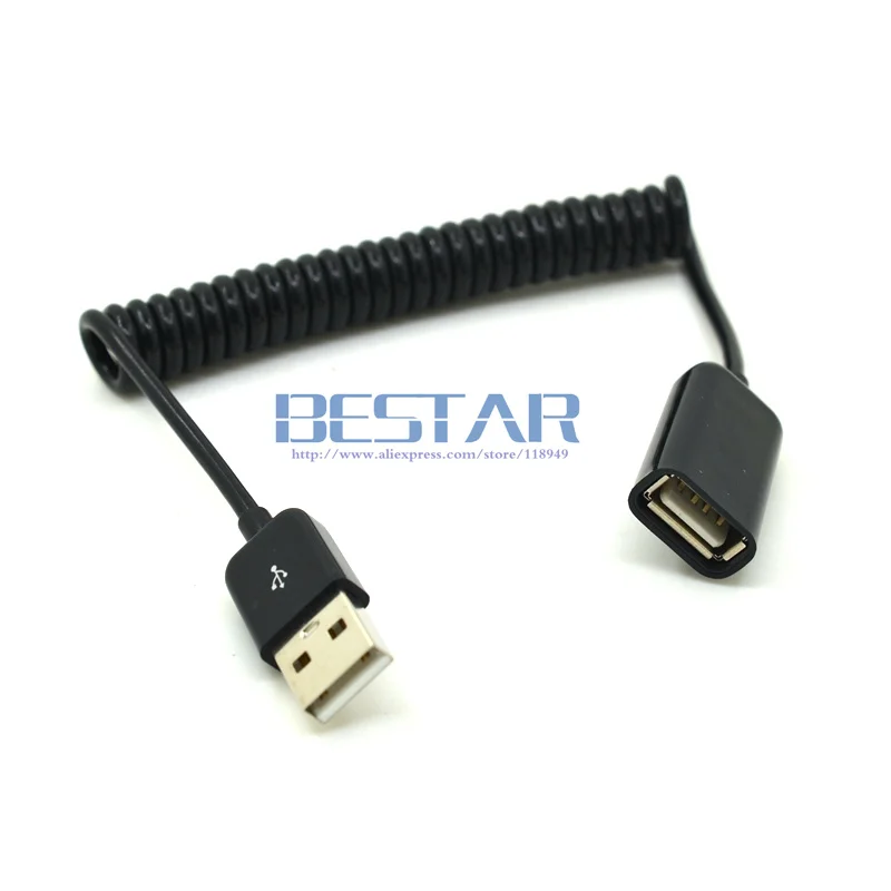 3 M/10FT khuỷu tay Mùa Xuân Coiled USB 2.0 Nam để Dữ Liệu Nữ Sync Charger Cáp Mở Rộng