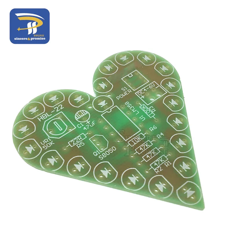 DIY Kit Heart Shape Breathing Lamp Kit DC 4V-6V Breathing LED Suite Red White Blue Green DIY Electronic Production for Learning