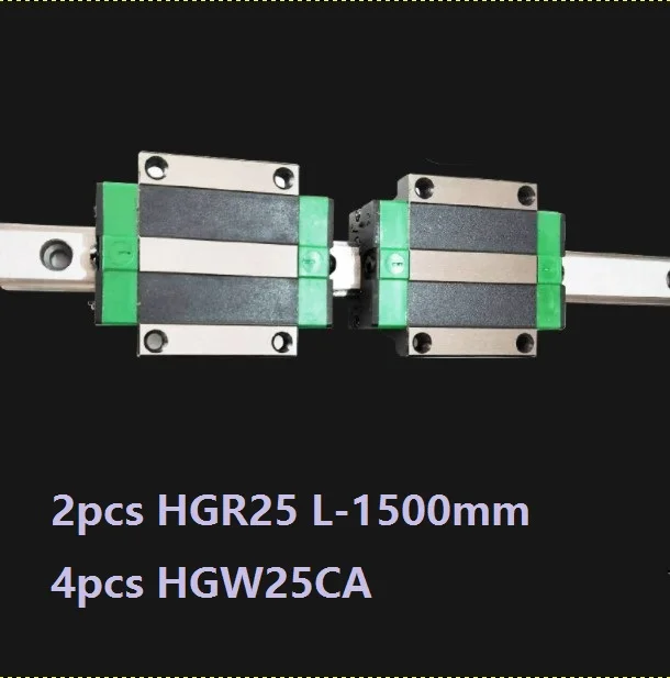 

2pcs China made HGR25 L-1500mm linear guide / rail + 4pcs HGW25CA / HGW25CC linear blocks carriage flanged CNC