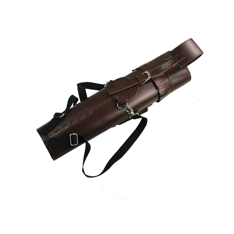 

Archery Arrow Quiver Leather Brown PU Quiver Back Side Holder Bag with Braces for Archery Hunting Shooting Outdoor