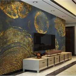 wellyu  papel de parede 3D   Custom wallpaper   Gold Foil Texture Abstract Ring Retro American TV Background Wall wall paper