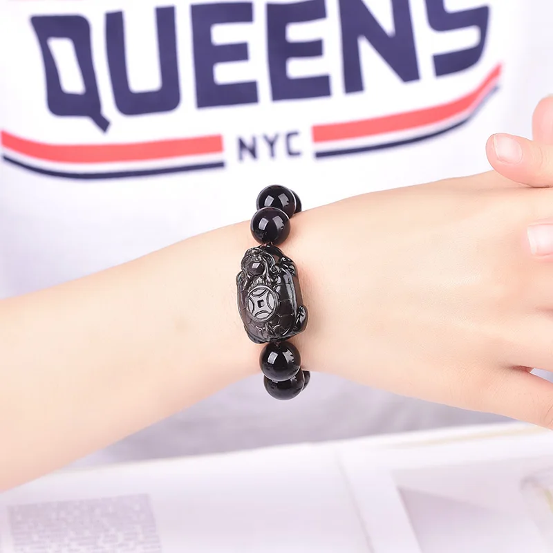 Natural Stone Rainbow Eye Obsidian Dragon Turtle Beads Bracelet Men\'s Bracelet 8-12mm Leading Turtle Bracelet For Women Jewelry